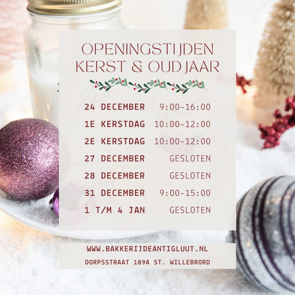 Openingstijden kerst 2024